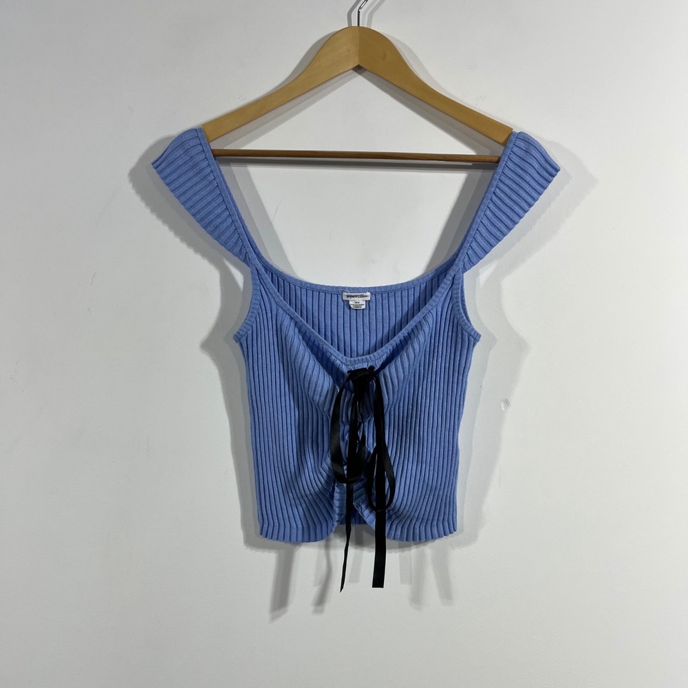 Kimchi Coquette Festival Ribbed‎ Tie Front Tank Top Cami Medium Fairy Grunge 90s